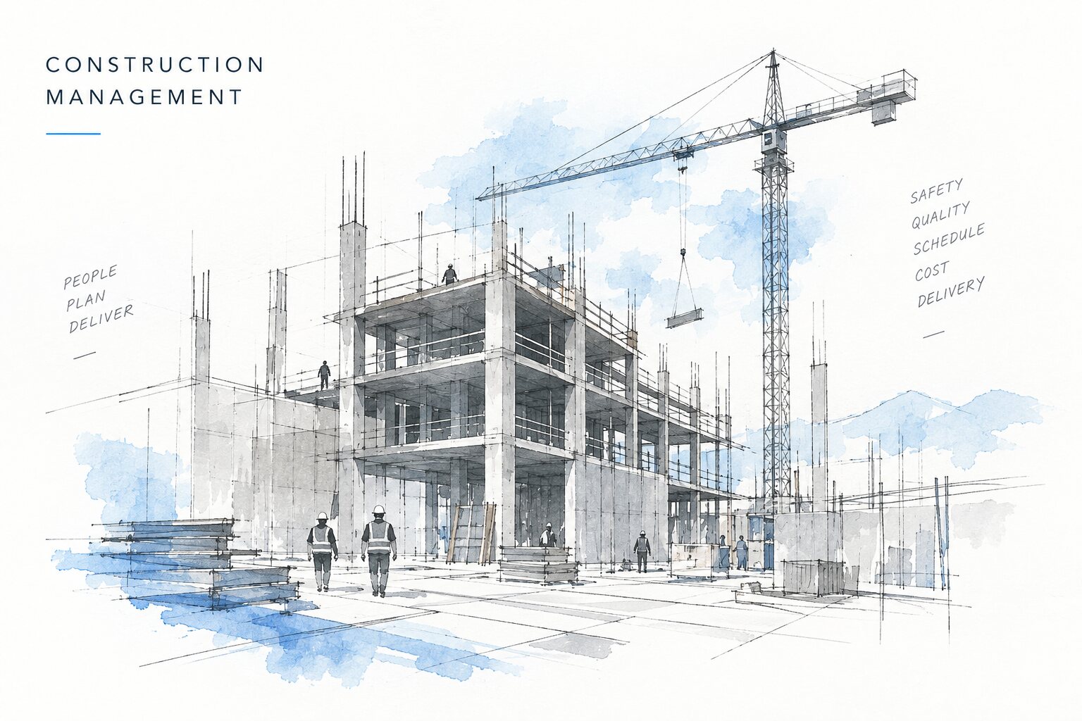 Sketch illustrating Construction Management