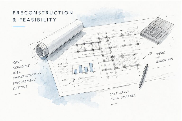 Sketch illustrating Preconstruction & Feasibility